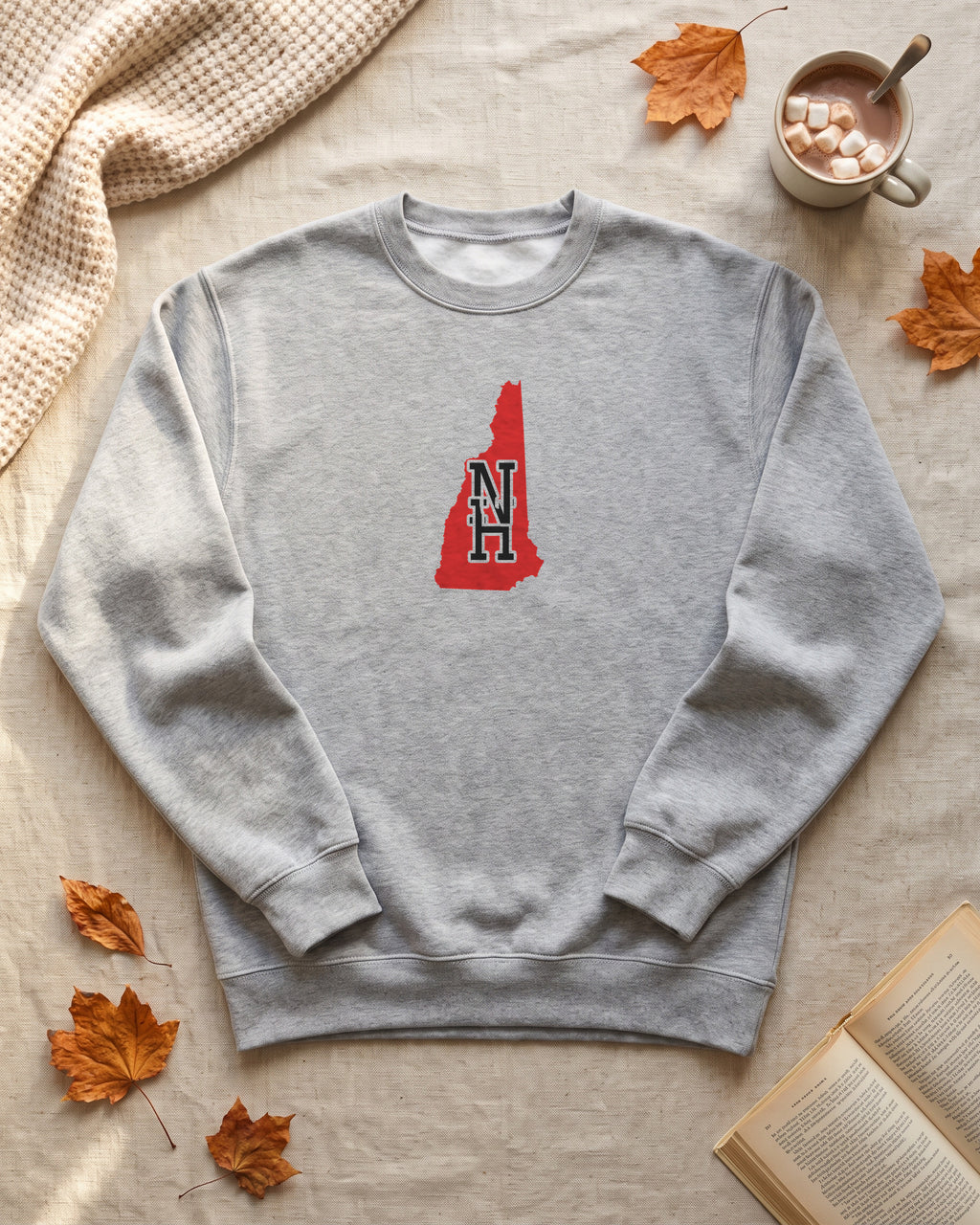New Hampshire Varsity Monogram Map Crewneck Sweatshirt (photo)
