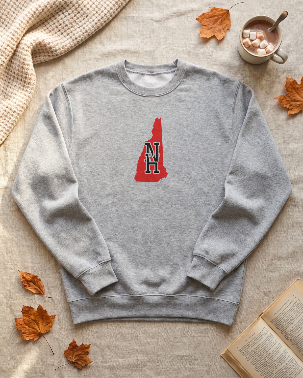 New Hampshire Varsity Monogram Map Crewneck Sweatshirt (photo)