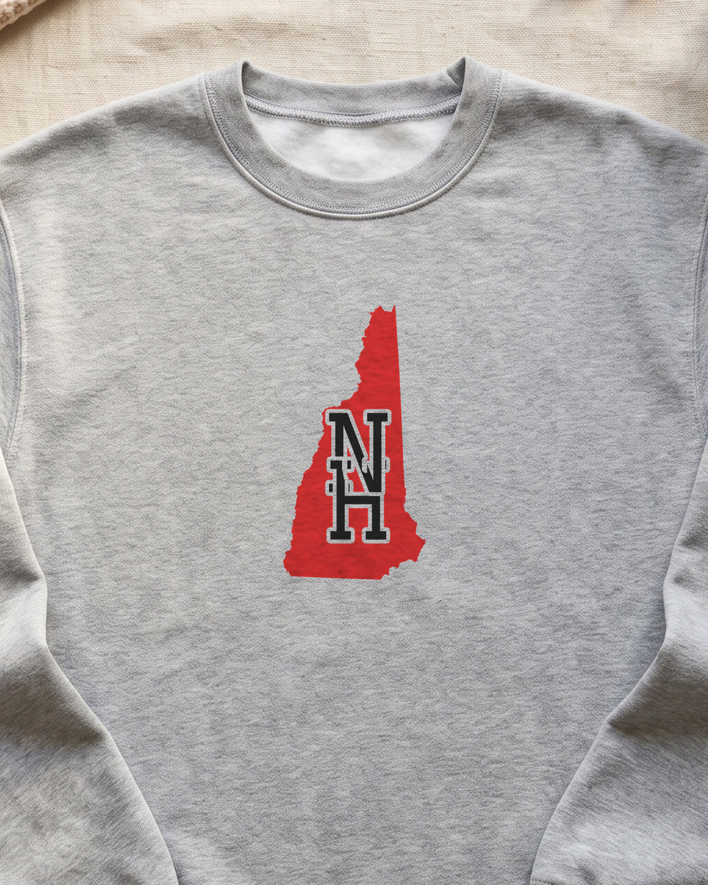 New Hampshire Varsity Monogram Map Crewneck Sweatshirt (close-up)