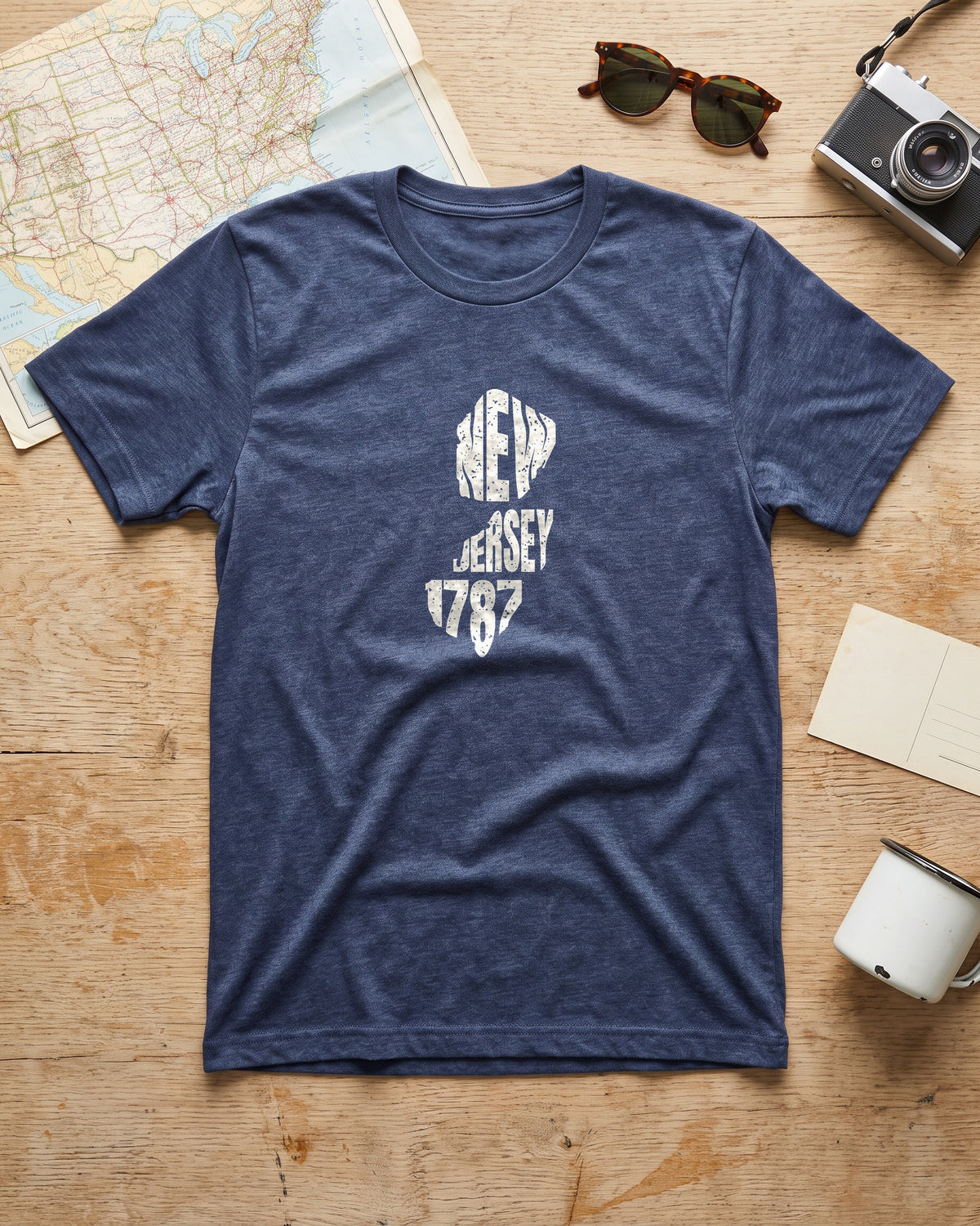 New Jersey Vintage Letters Map T-Shirt (photo)