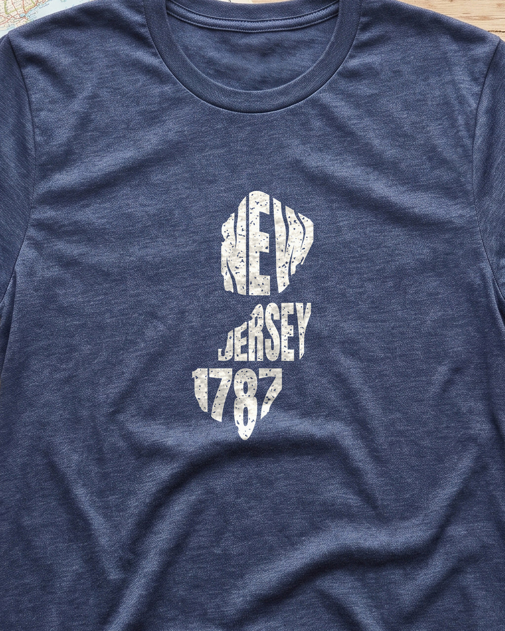 New Jersey Vintage Letters Map T-Shirt (close-up)