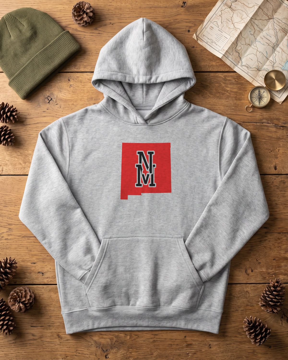 New Mexico Varsity Monogram Map Hoodie (photo)