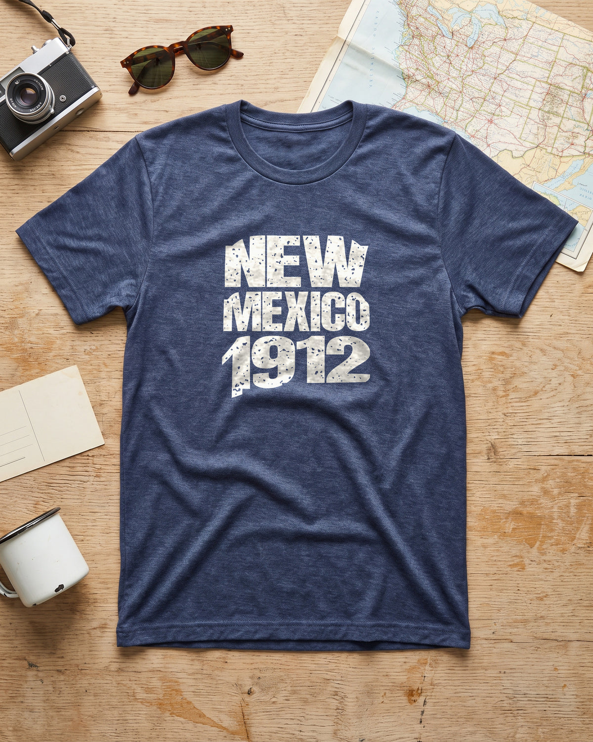 New Mexico Vintage Letters Map T-Shirt (photo)