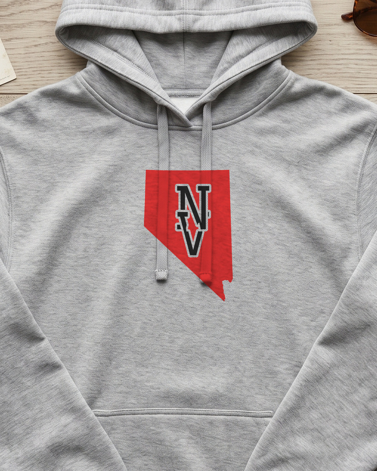Nevada Varsity Monogram Map Hoodie (close-up)