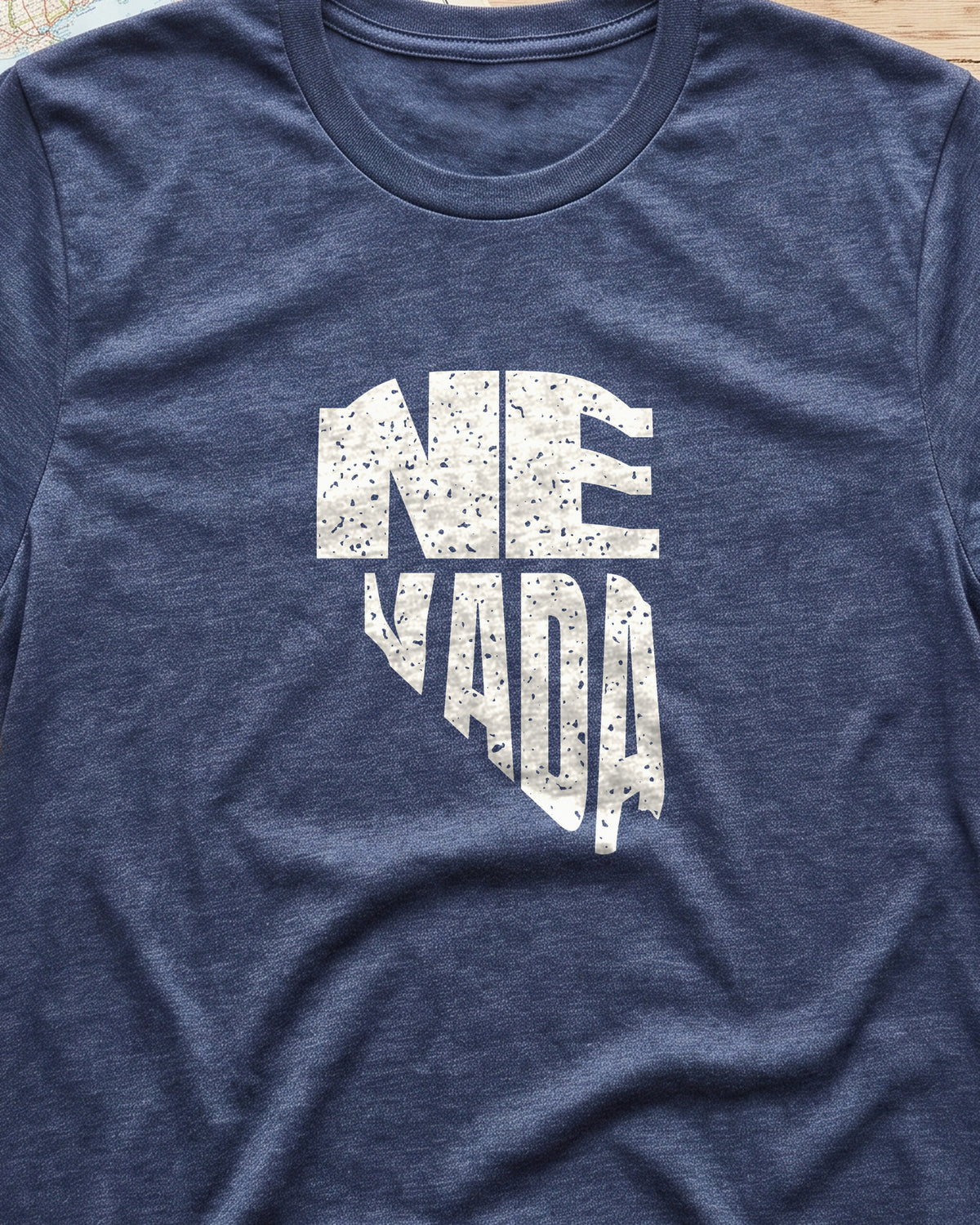 Nevada Vintage Letters Map T-Shirt (close-up)