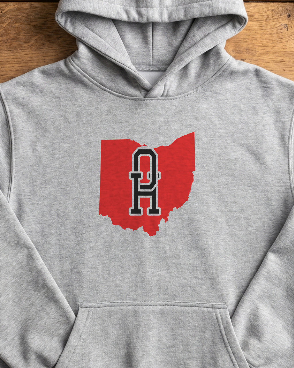 Ohio Varsity Monogram Map Hoodie (close-up)