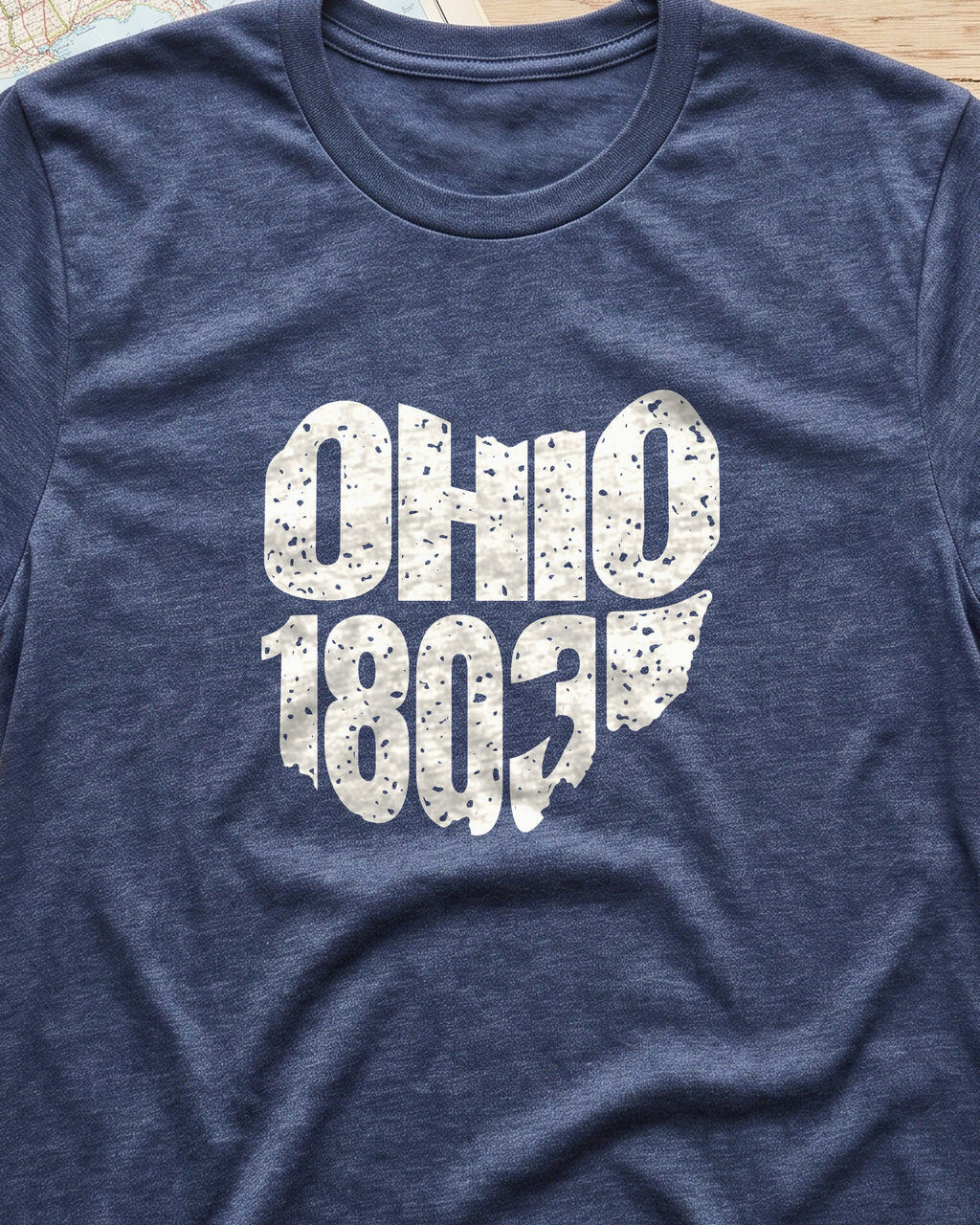 Ohio Vintage Letters Map T-Shirt (close-up)