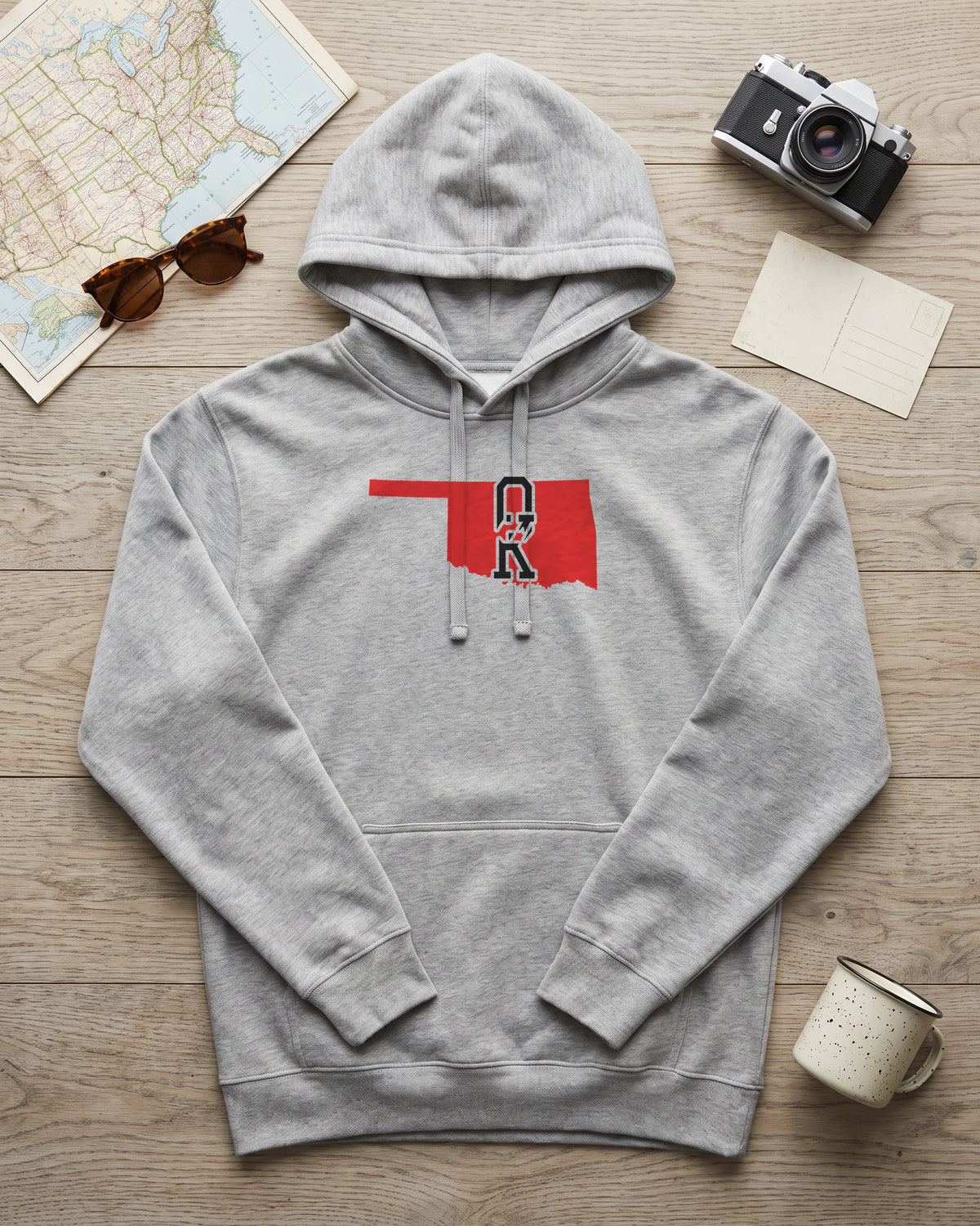 Oklahoma Varsity Monogram Map Hoodie (photo)