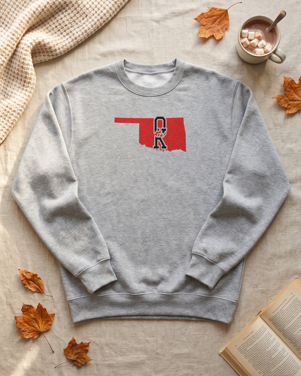 Oklahoma Varsity Monogram Map Crewneck Sweatshirt (photo)