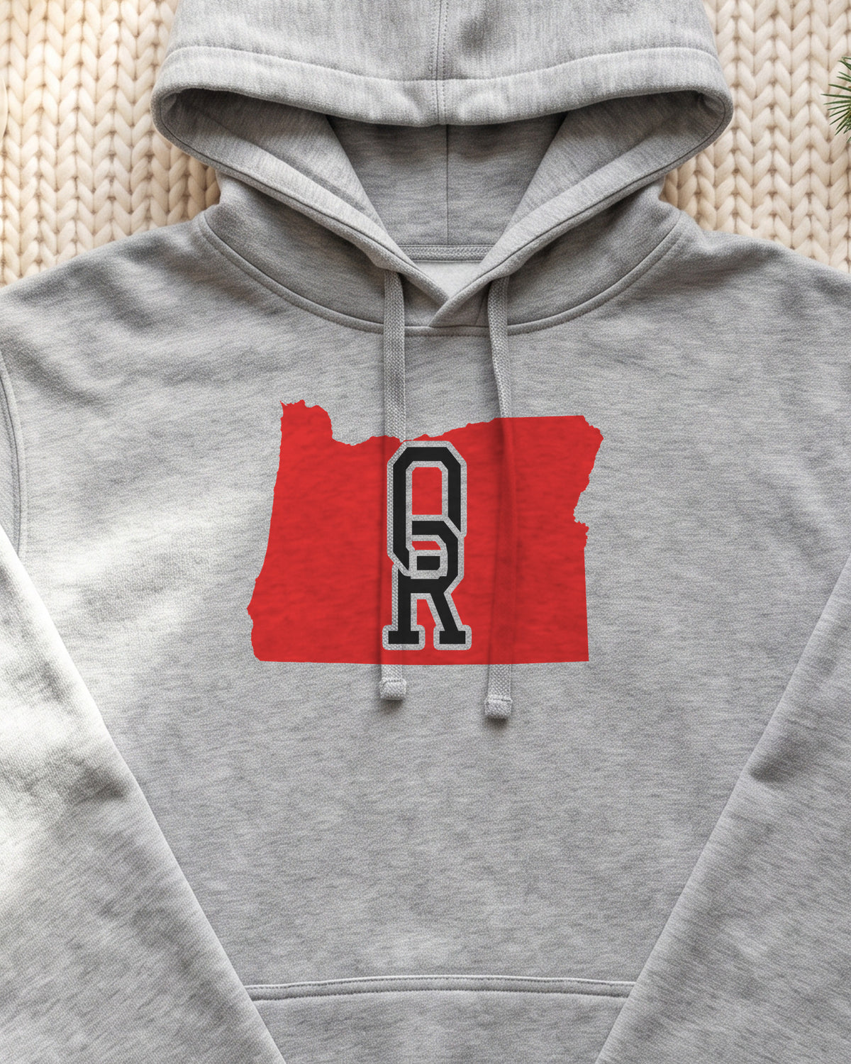 Oregon Varsity Monogram Map Hoodie (close-up)