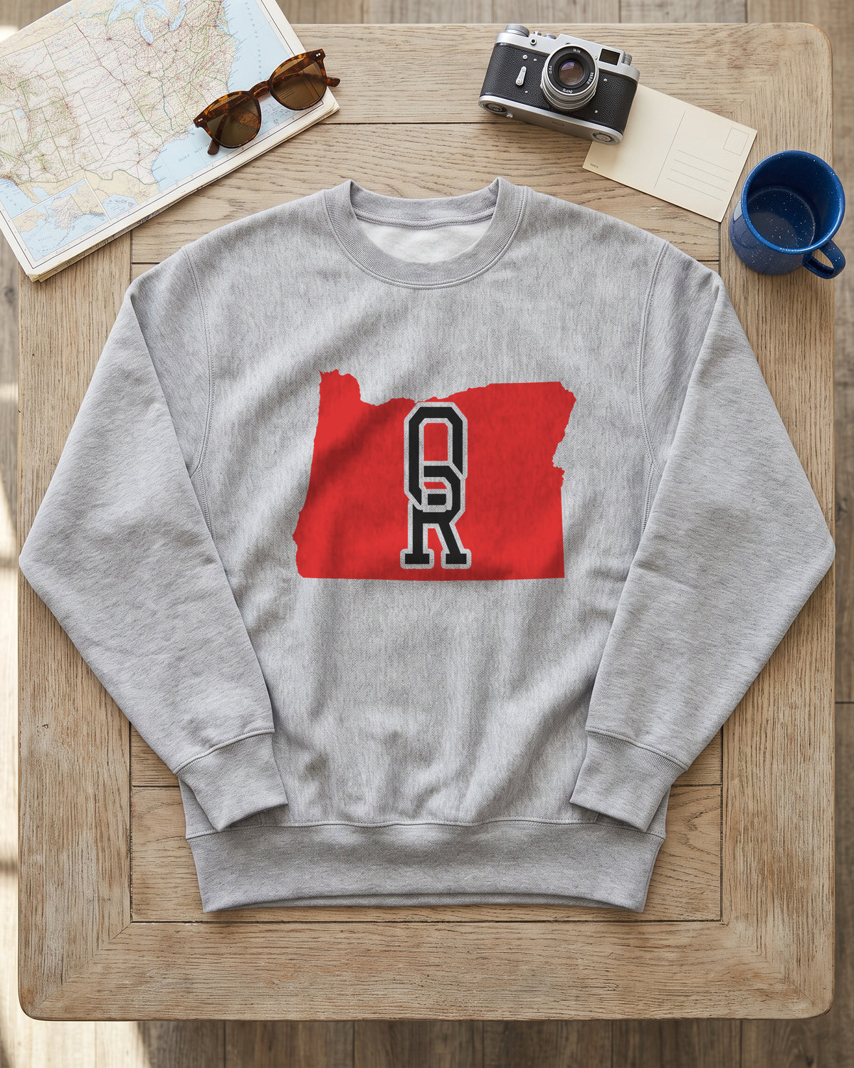 Oregon Varsity Monogram Map Crewneck Sweatshirt (photo)