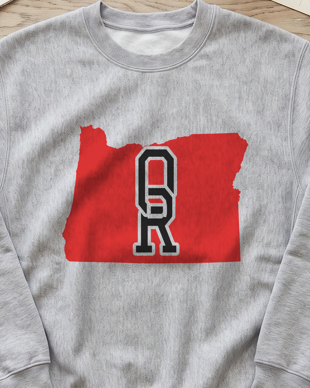 Oregon Varsity Monogram Map Crewneck Sweatshirt (close-up)
