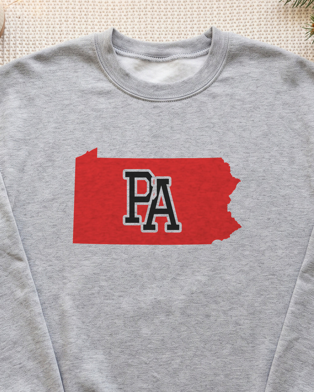Pennsylvania Varsity Monogram Map Crewneck Sweatshirt (close-up)