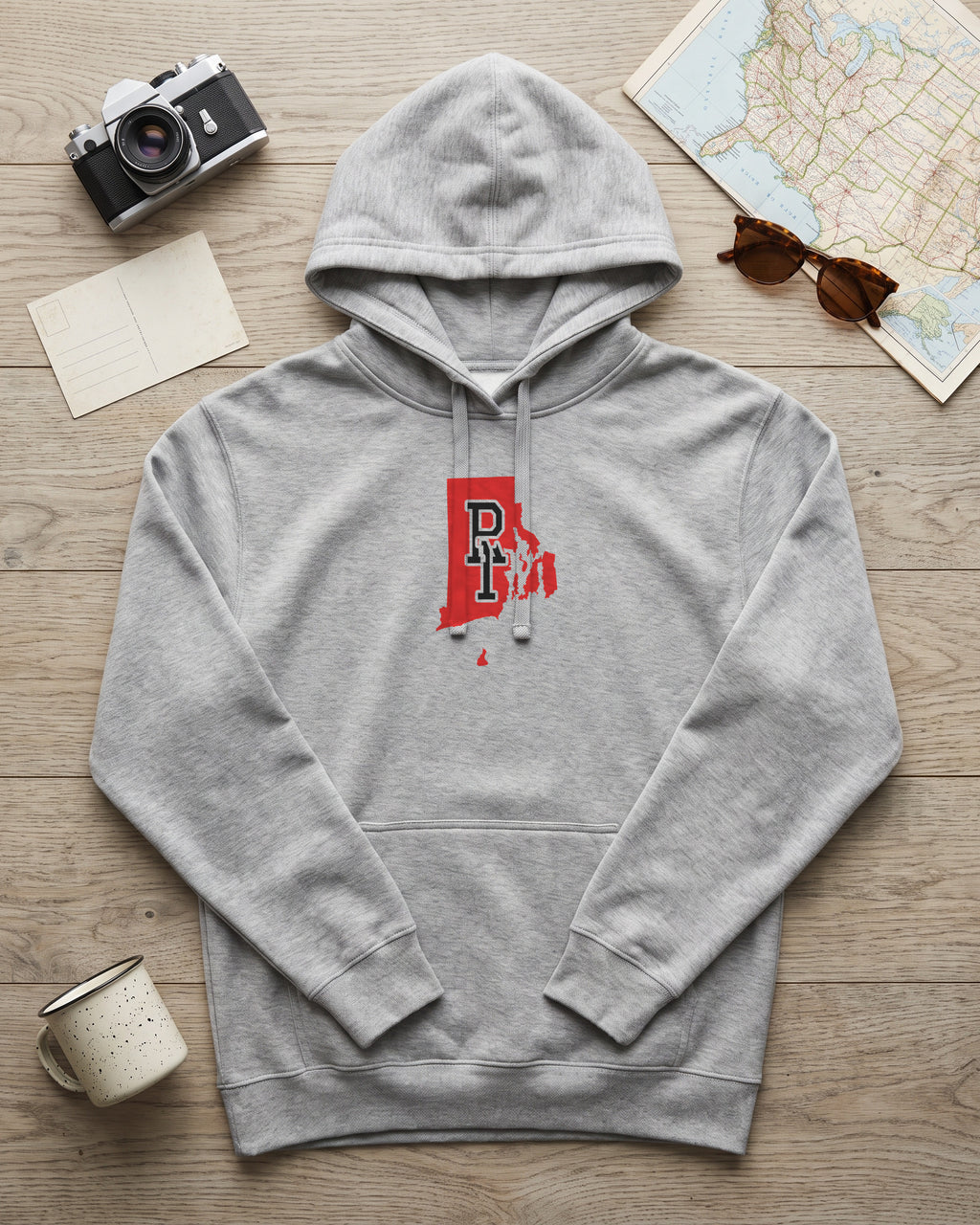 Rhode Island Varsity Monogram Map Hoodie (photo)