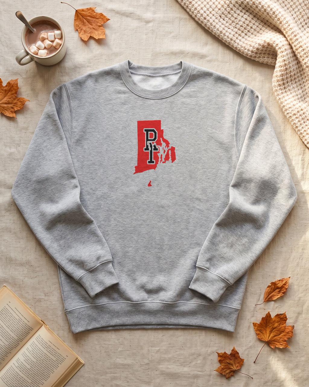 Rhode Island Varsity Monogram Map Crewneck Sweatshirt (photo)