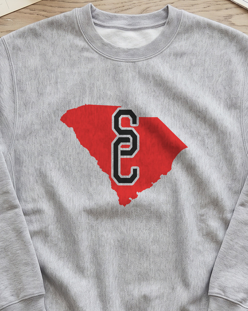 South Carolina Varsity Monogram Map Crewneck Sweatshirt (close-up)