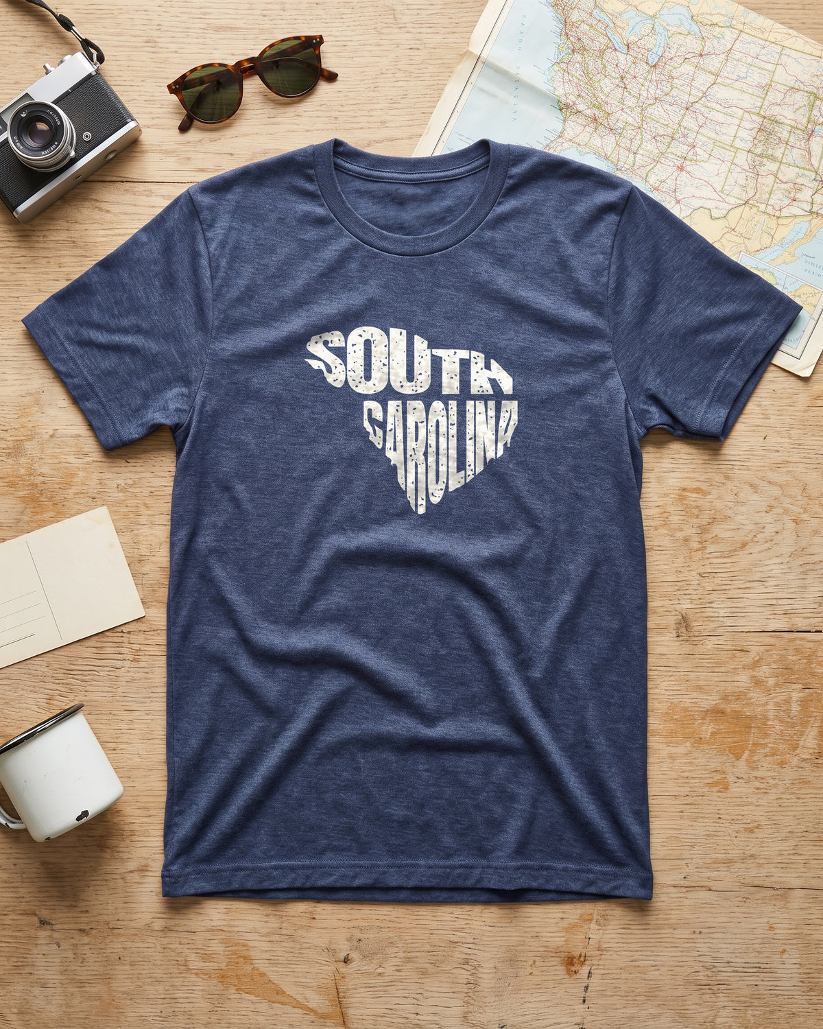 South Carolina Vintage Letters Map T-Shirt (photo)