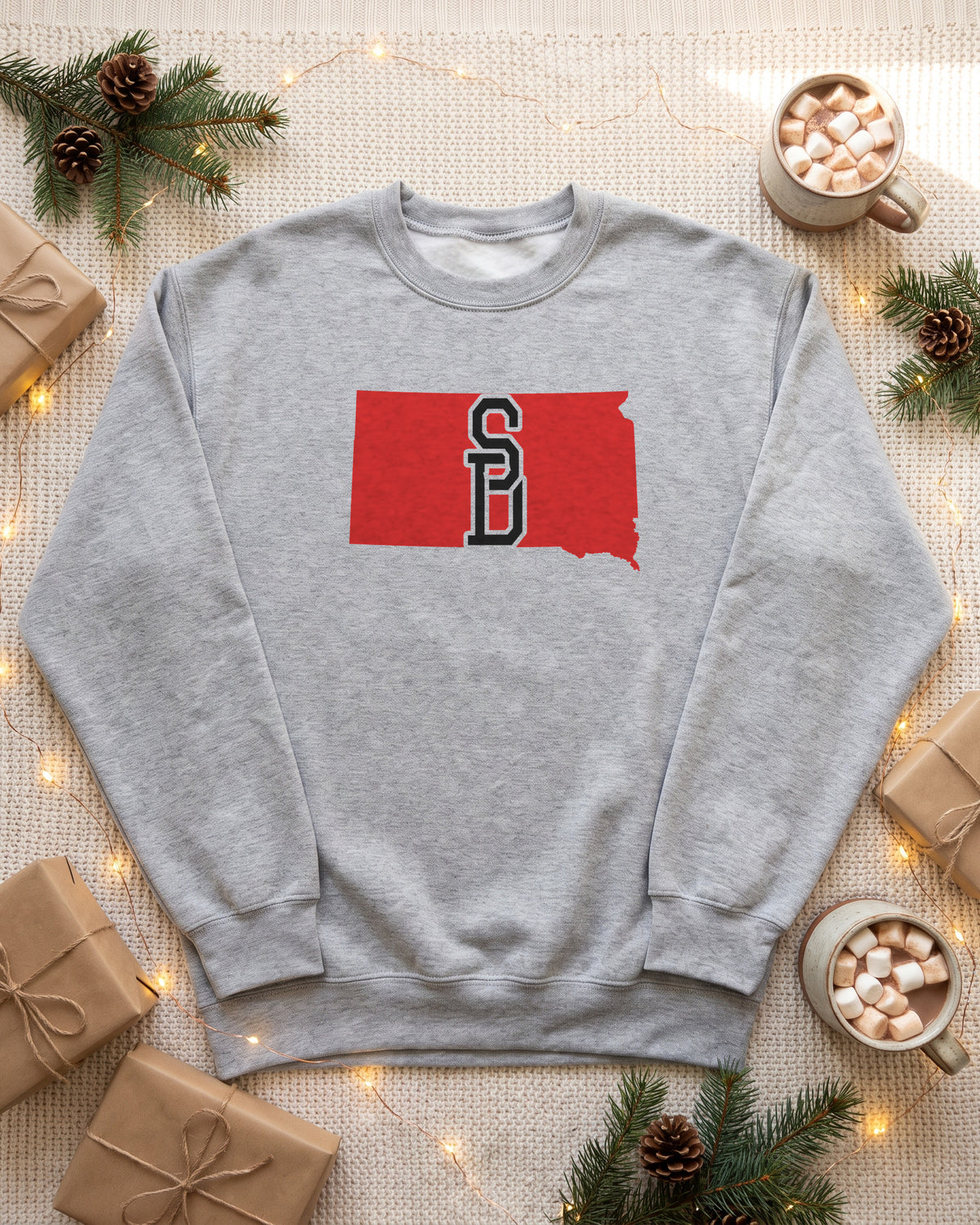 South Dakota Varsity Monogram Map Crewneck Sweatshirt (photo)