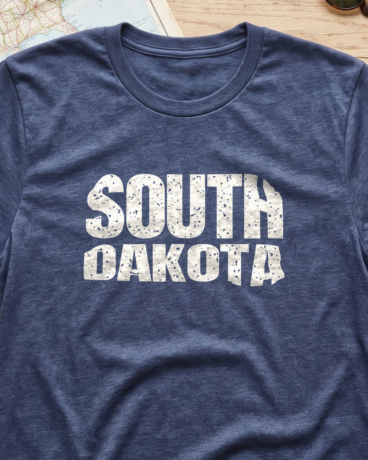 South Dakota Vintage Letters Map T-Shirt (close-up)