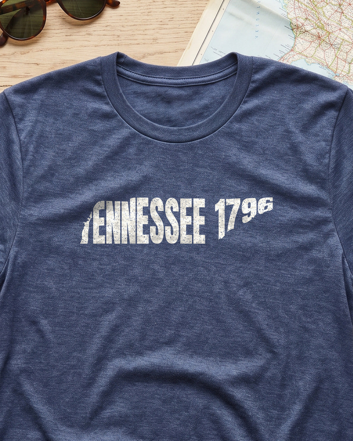 Tennessee Vintage Letters Map T-Shirt (close-up)
