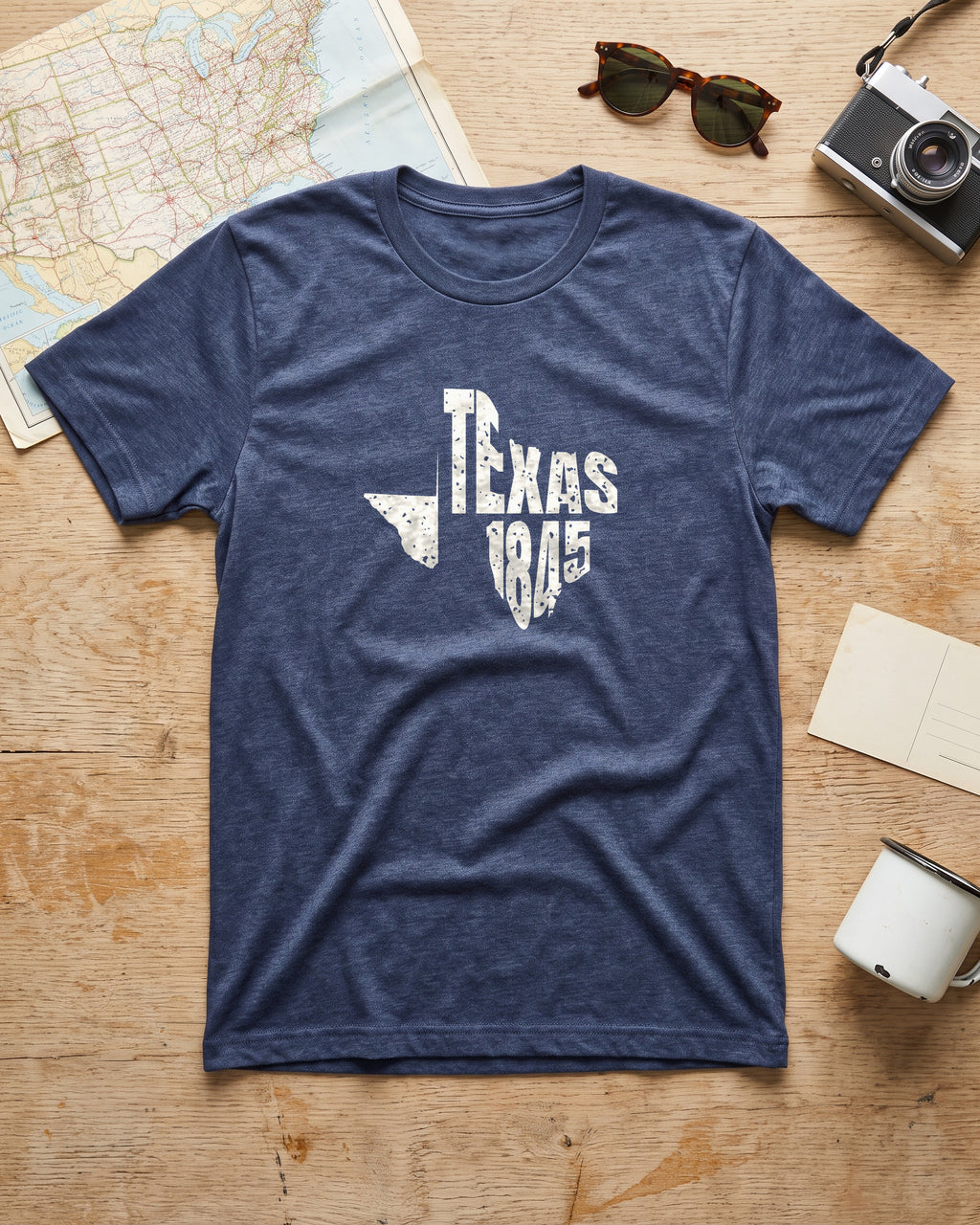 Texas Vintage Letters Map T-Shirt (photo)