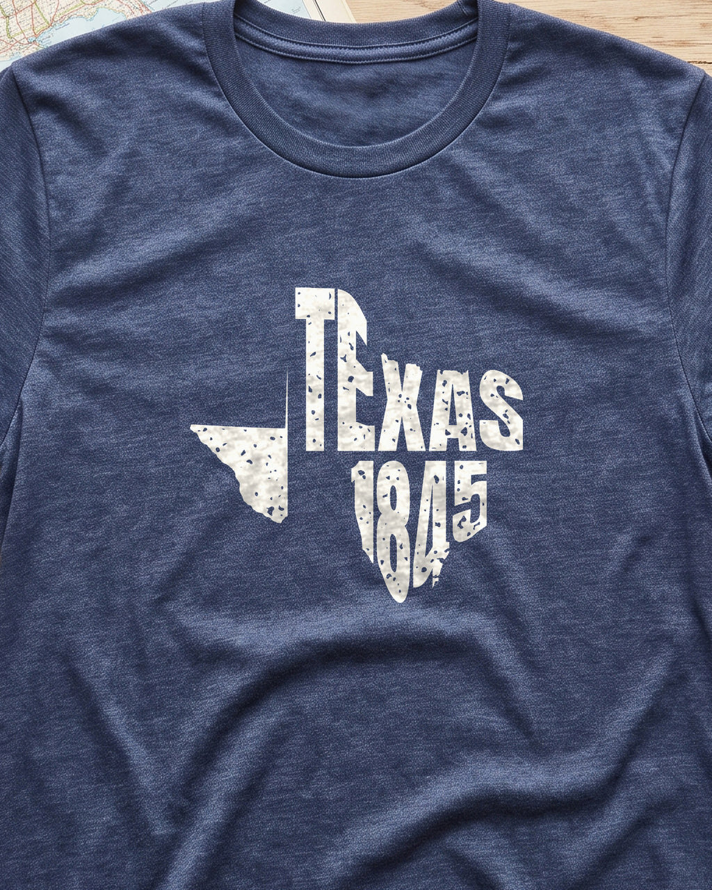 Texas Vintage Letters Map T-Shirt (close-up)