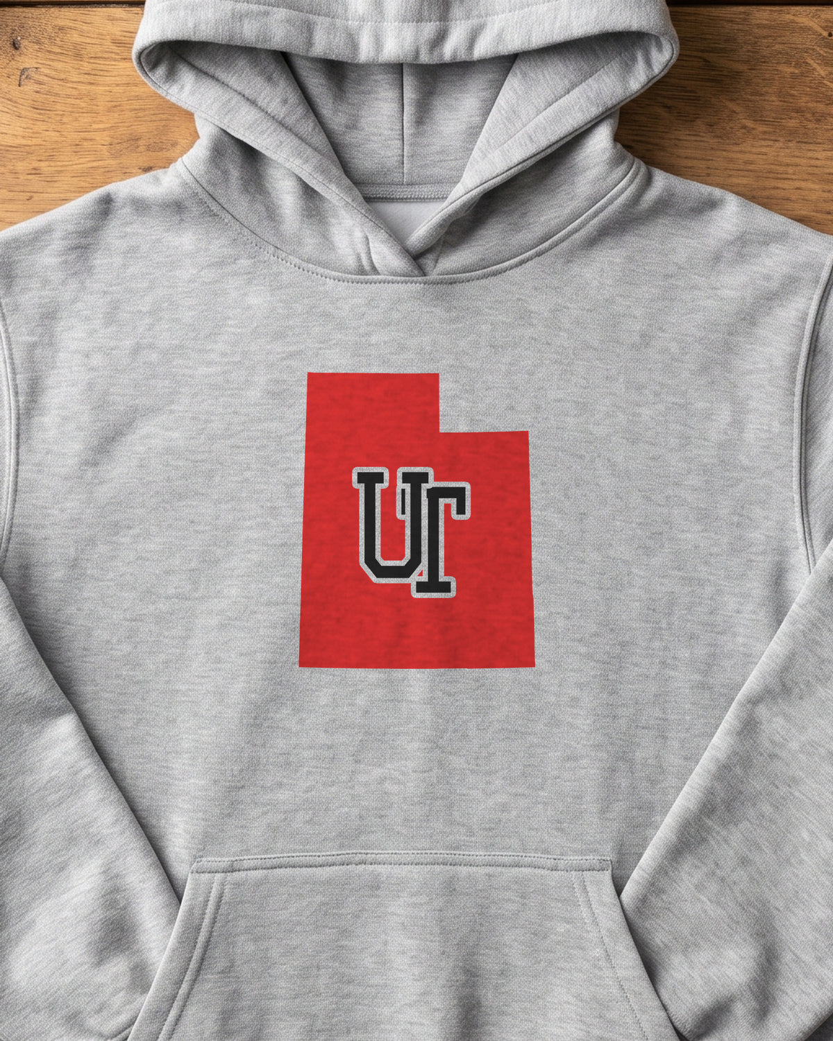 Utah Varsity Monogram Map Hoodie (close-up)