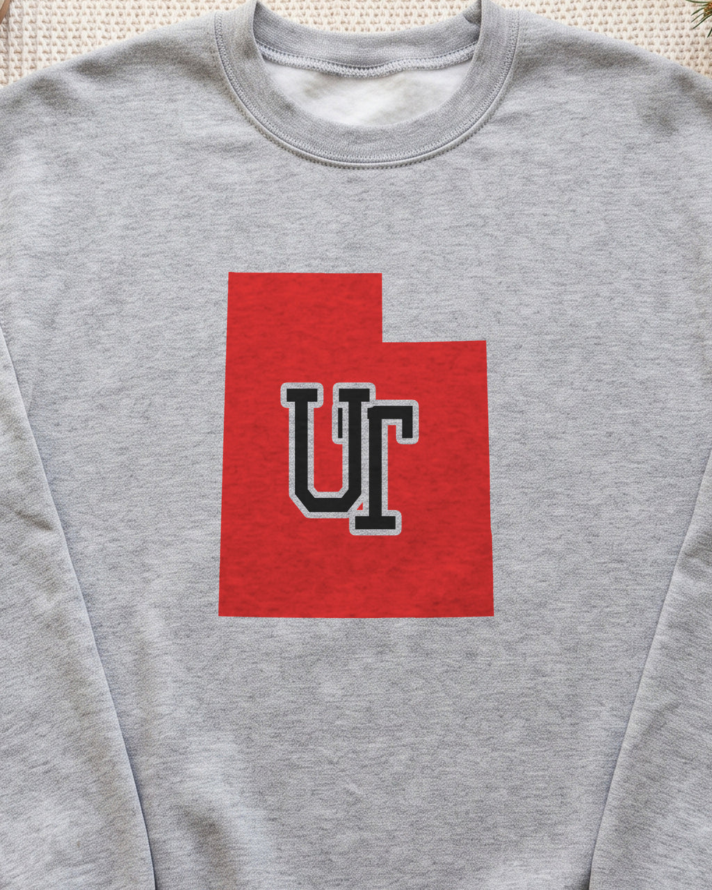 Utah Varsity Monogram Map Crewneck Sweatshirt (close-up)