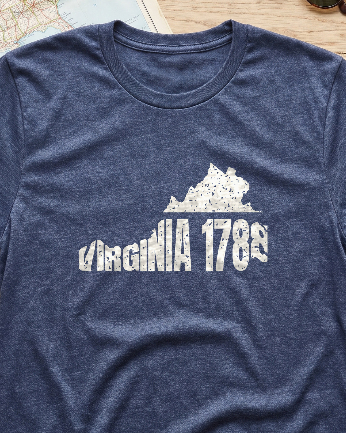 Virginia Vintage Letters Map T-Shirt (close-up)