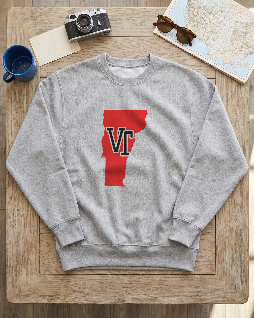 Vermont Varsity Monogram Map Crewneck Sweatshirt (photo)
