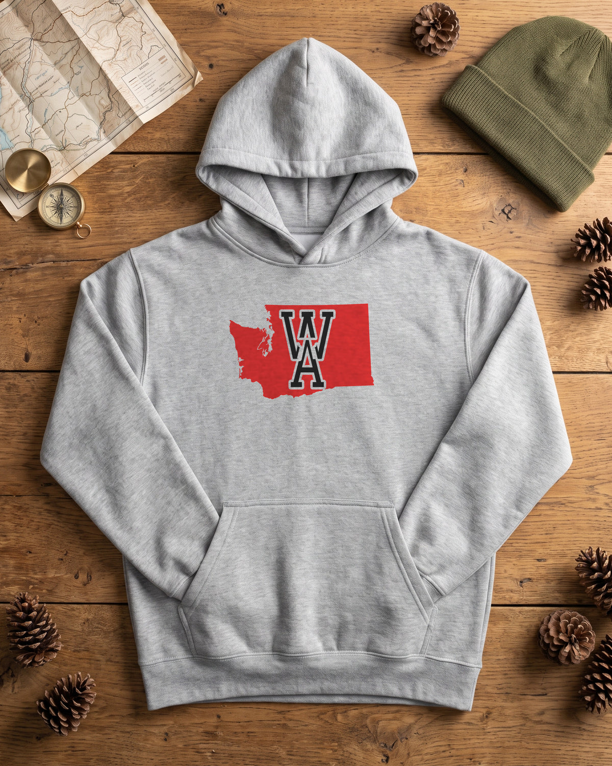 Washington Varsity Monogram Map Hoodie (photo)
