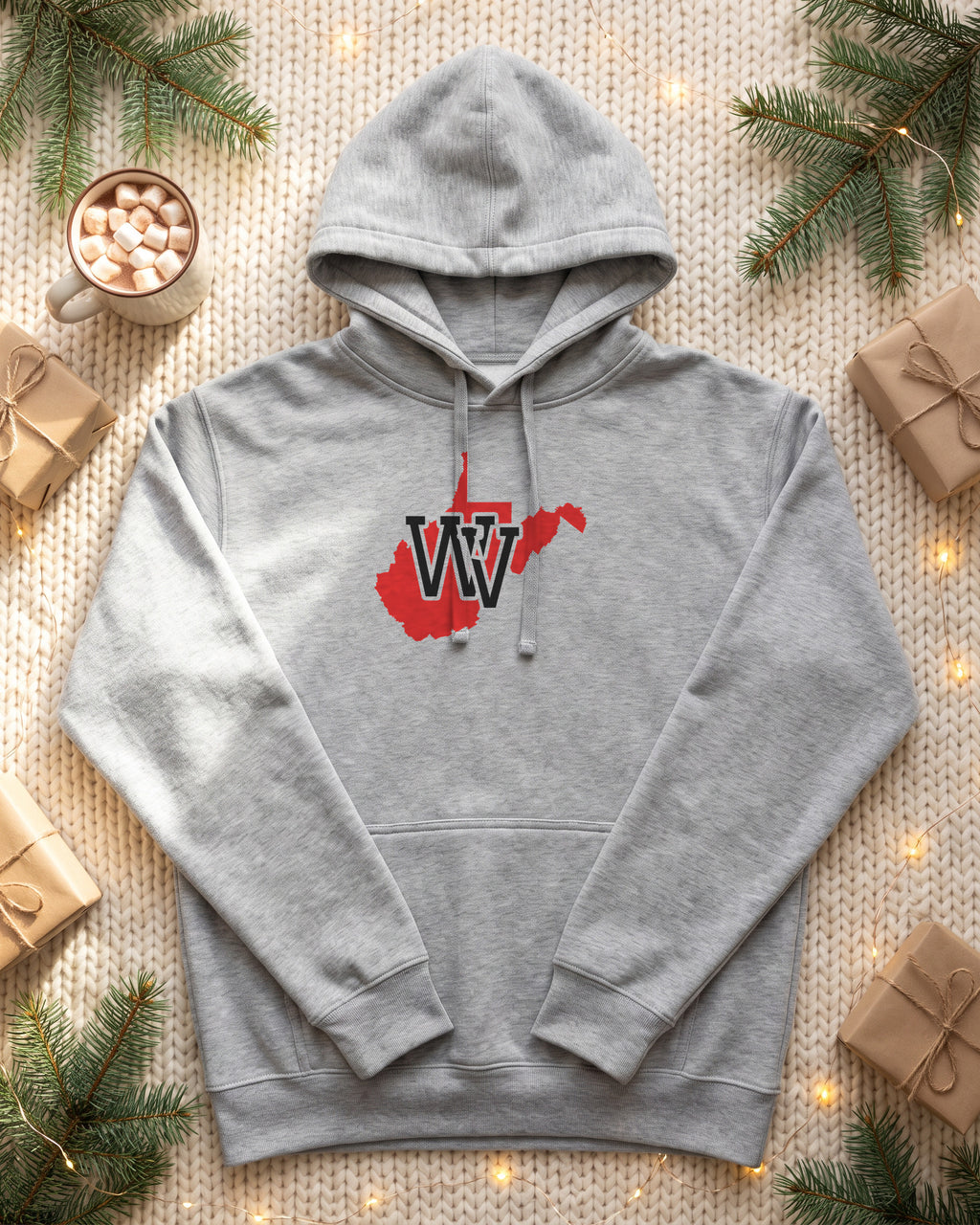 West Virginia Varsity Monogram Map Hoodie (photo)