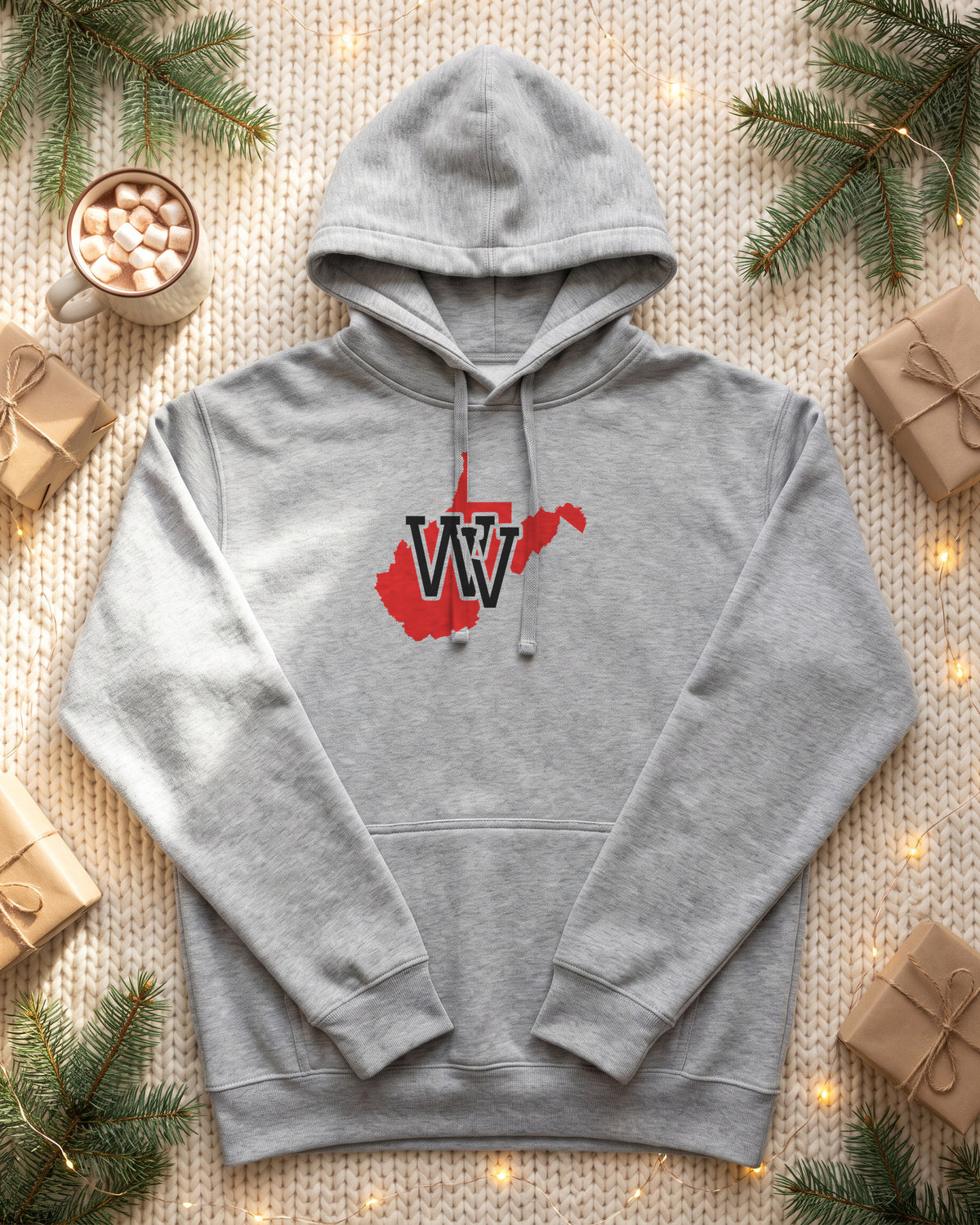 West Virginia Varsity Monogram Map Hoodie (photo)