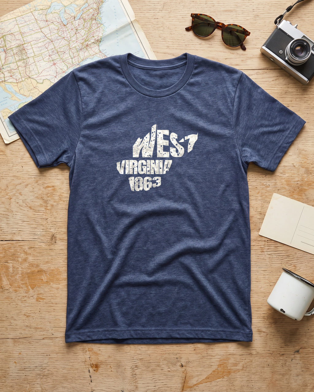 West Virginia Vintage Letters Map T-Shirt (photo)
