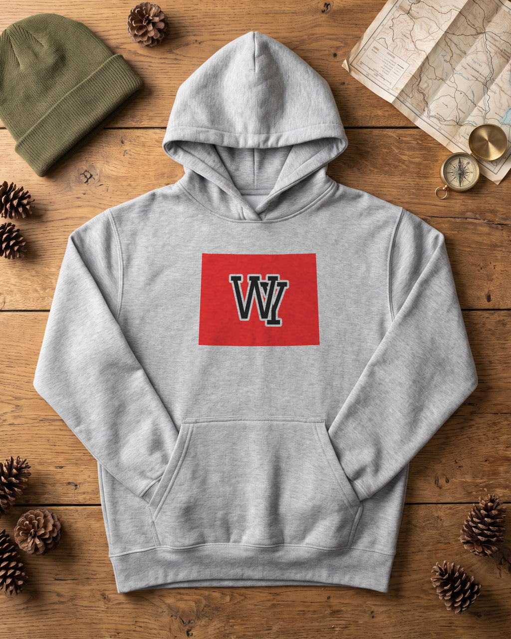 Wyoming Varsity Monogram Map Hoodie (photo)