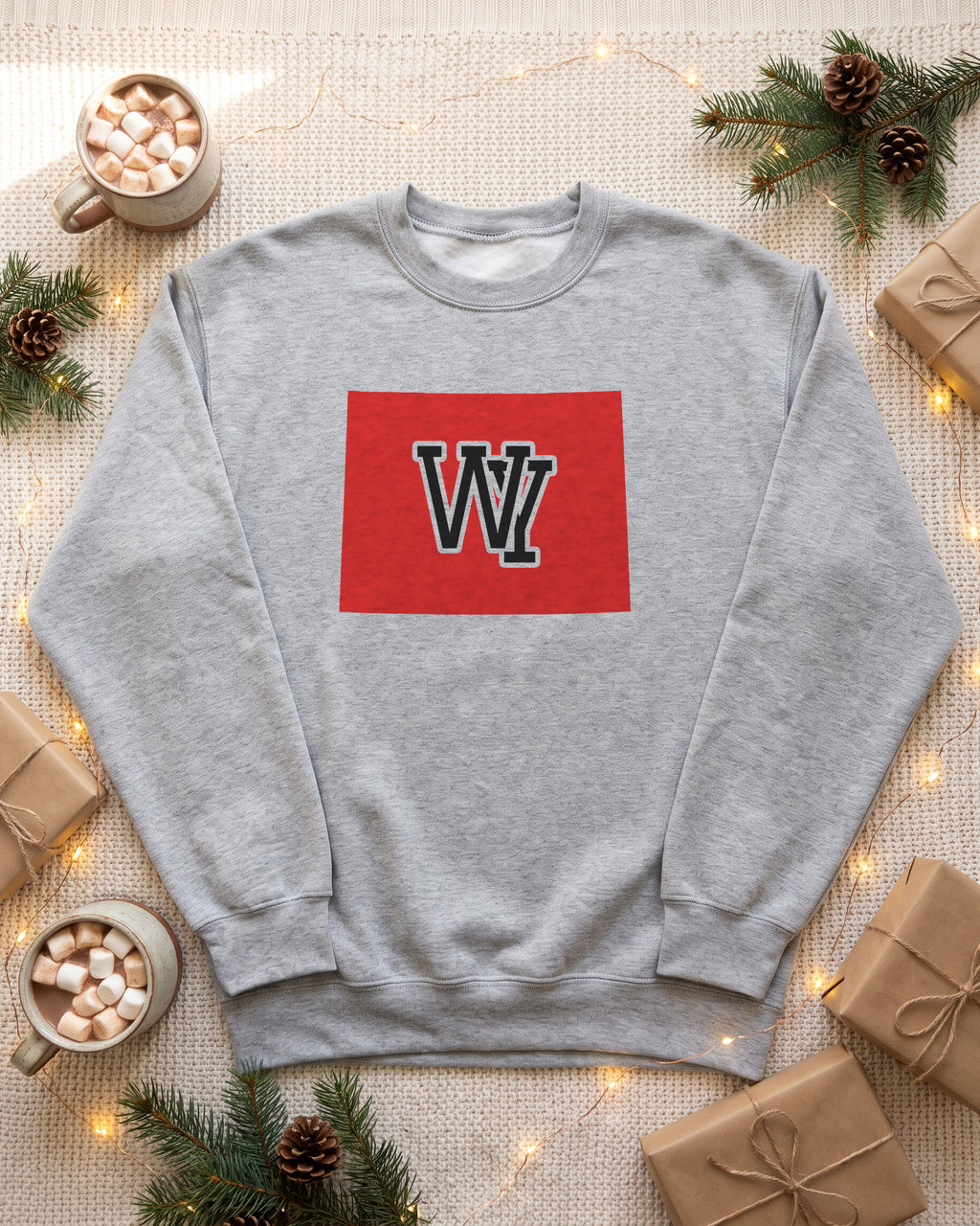 Wyoming Varsity Monogram Map Crewneck Sweatshirt (photo)