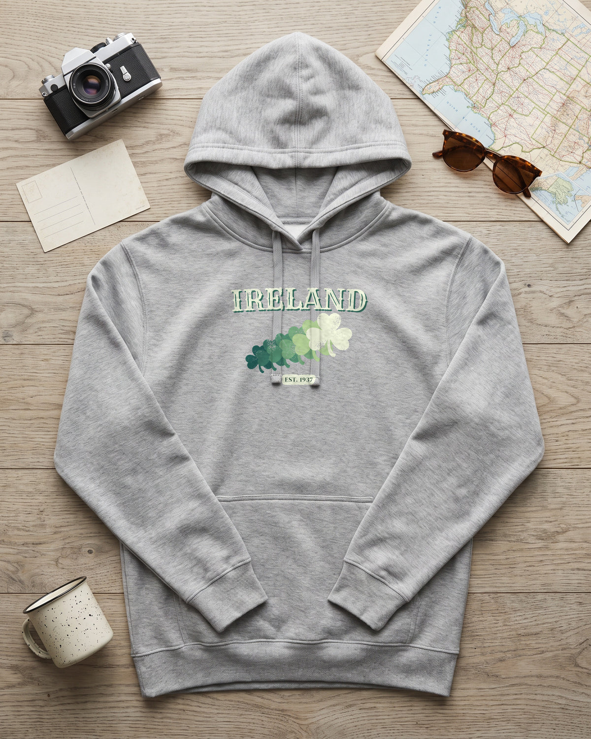 Ireland Est 1937 Vintage Ornate Lettering Hoodie (photo)