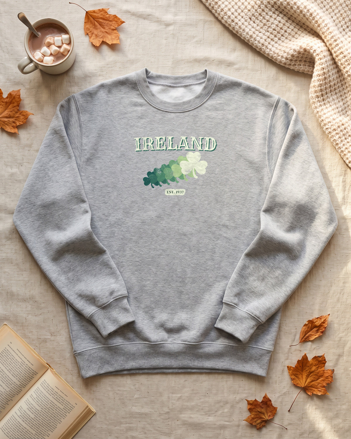Ireland Est 1937 Vintage Ornate Lettering Crewneck Sweatshirt (photo)