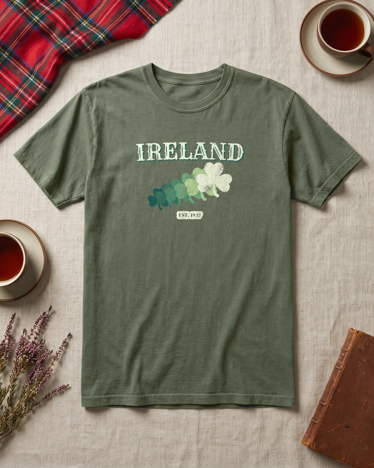 Ireland Est 1937 Vintage Ornate Lettering T-Shirt (photo)