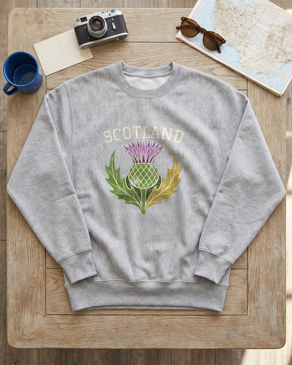 Scotland Thistle Vintage Emblem Crewneck Sweatshirt (photo)