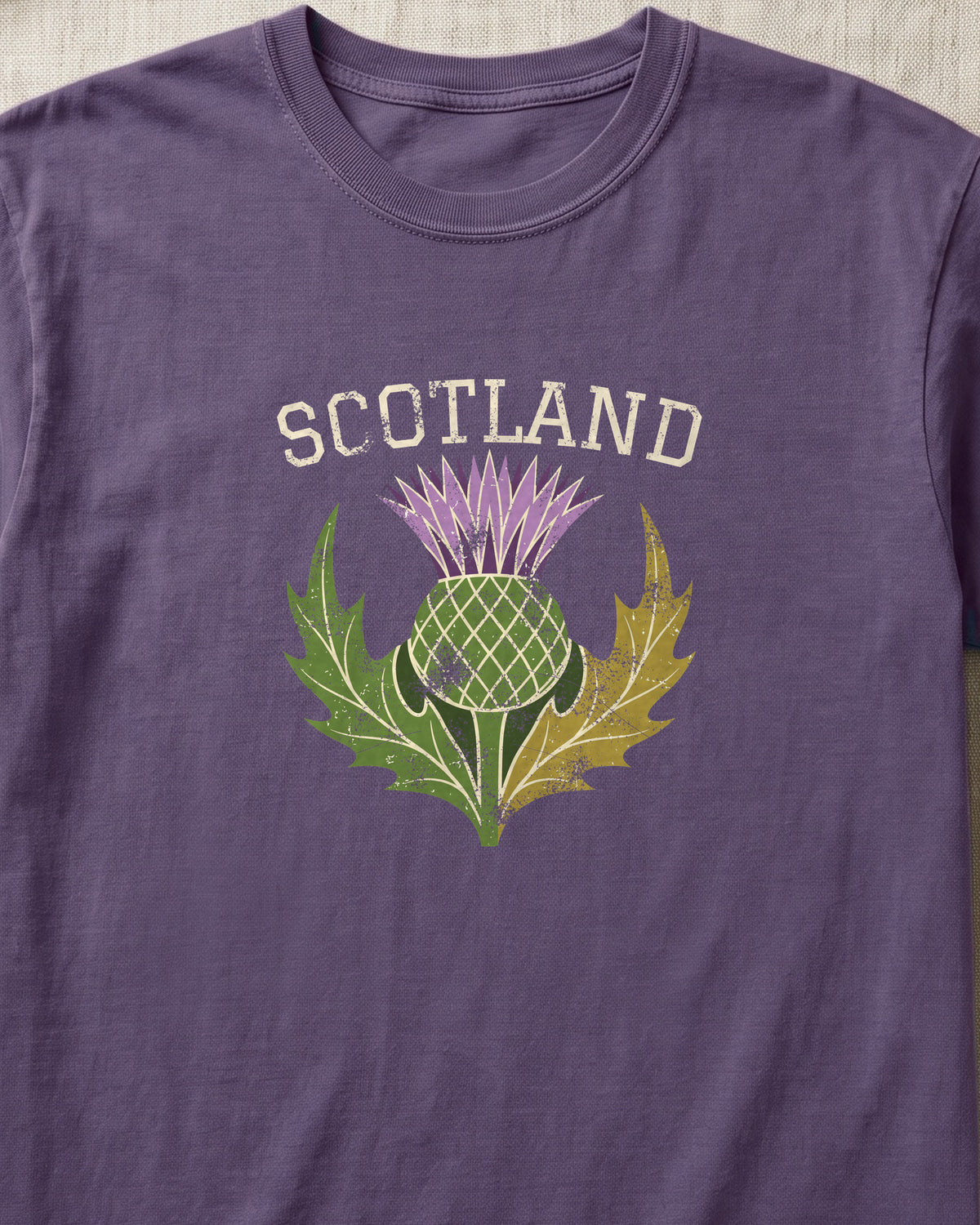 Scotland Thistle Vintage Emblem T-Shirt (close-up)