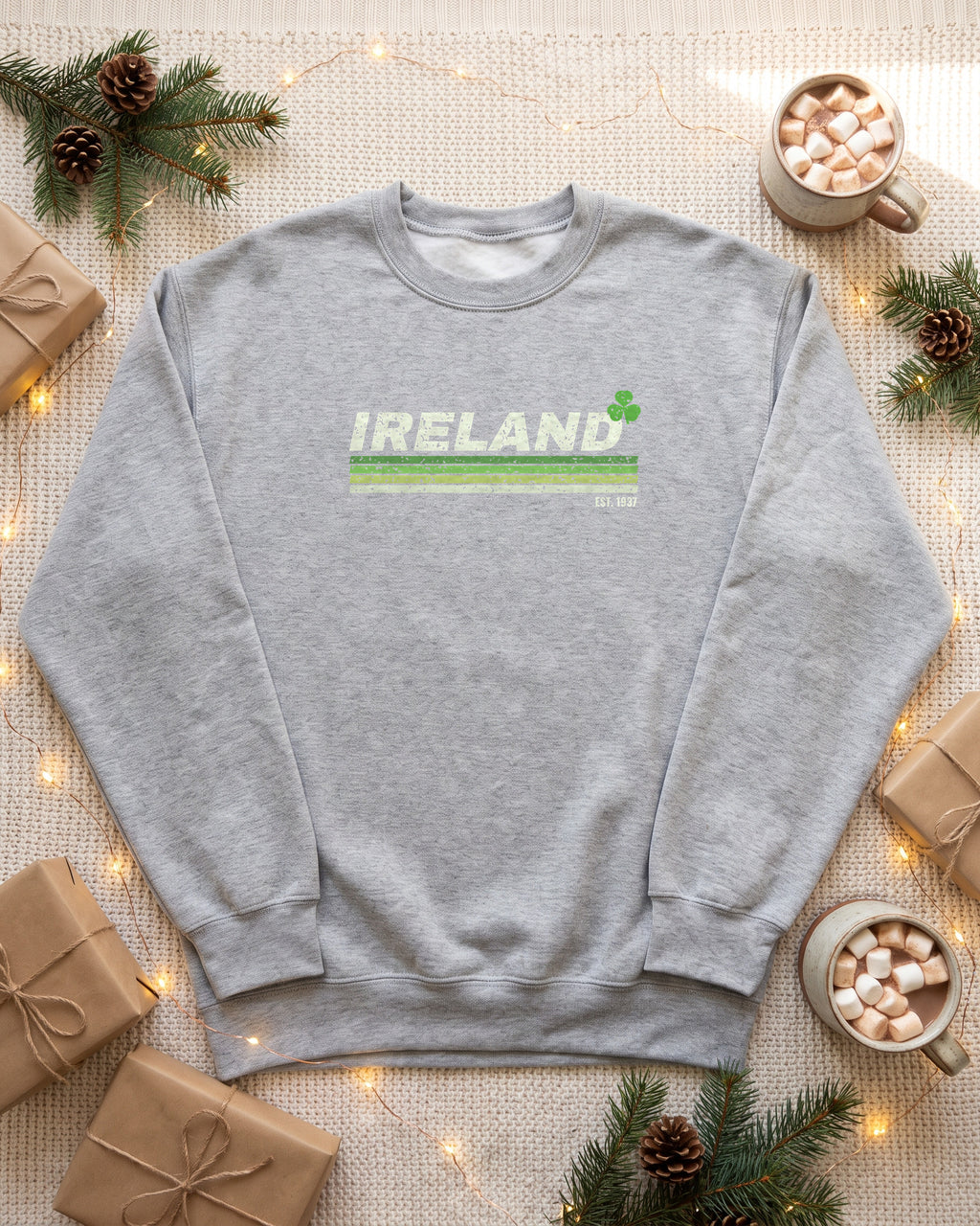 Ireland Est 1937 Retro Stripes Crewneck Sweatshirt (photo)
