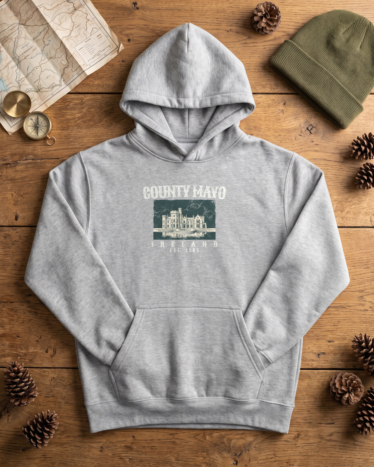 County Mayo Ireland Est 1585 Lakeside Castle Hoodie (photo)