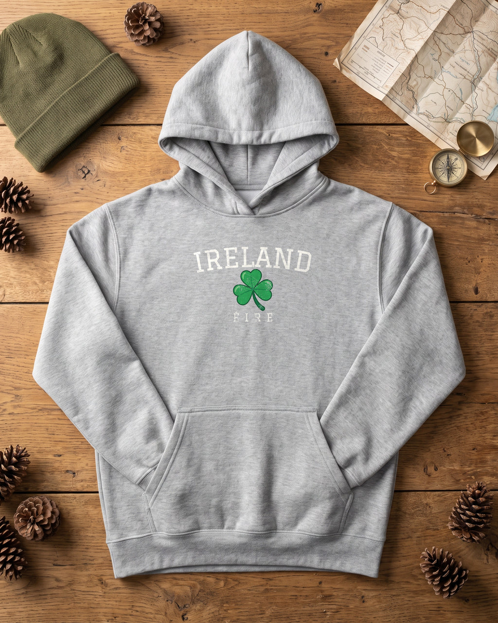 Ireland Éire Three Leaf Shamrock Hoodie (photo)