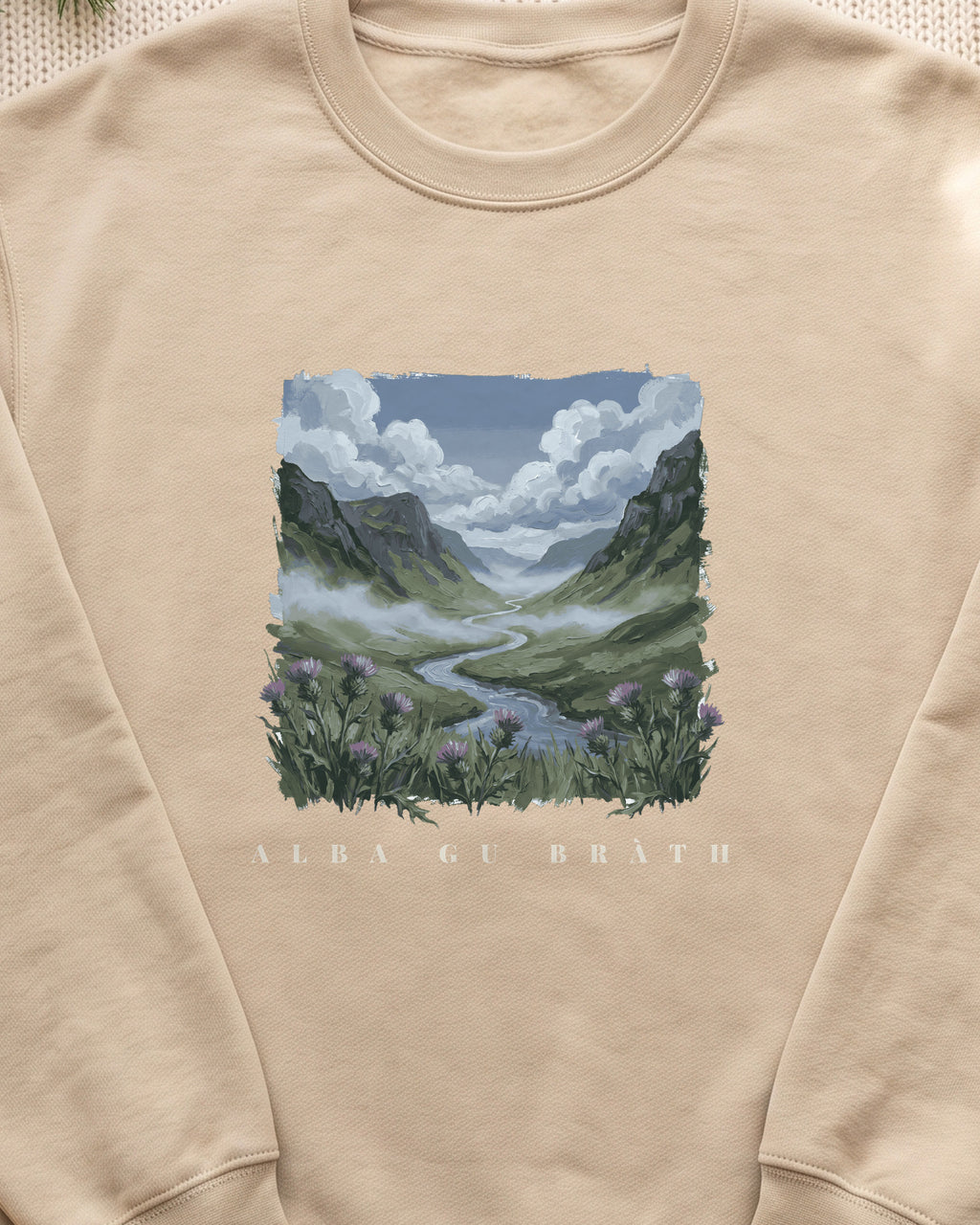 Alba Gu Bràth Scottish Highland Glen Crewneck Sweatshirt (close-up)