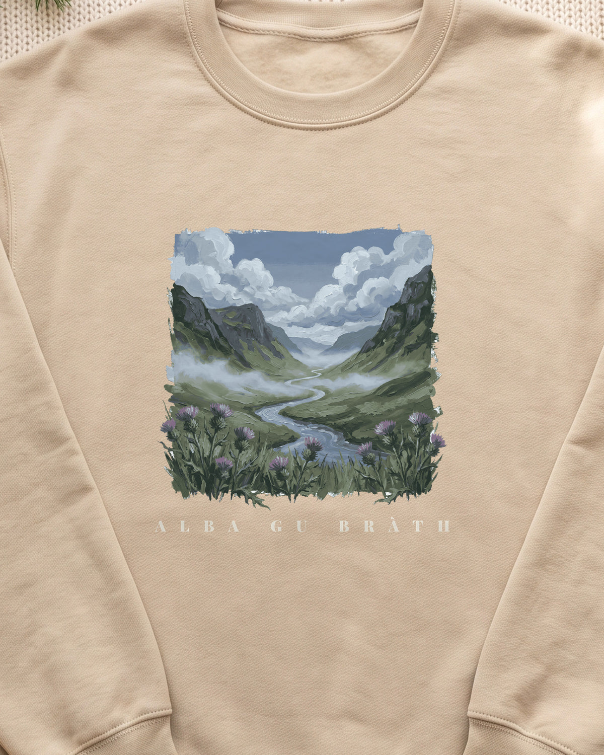 Alba Gu Bràth Scottish Highland Glen Crewneck Sweatshirt (close-up)
