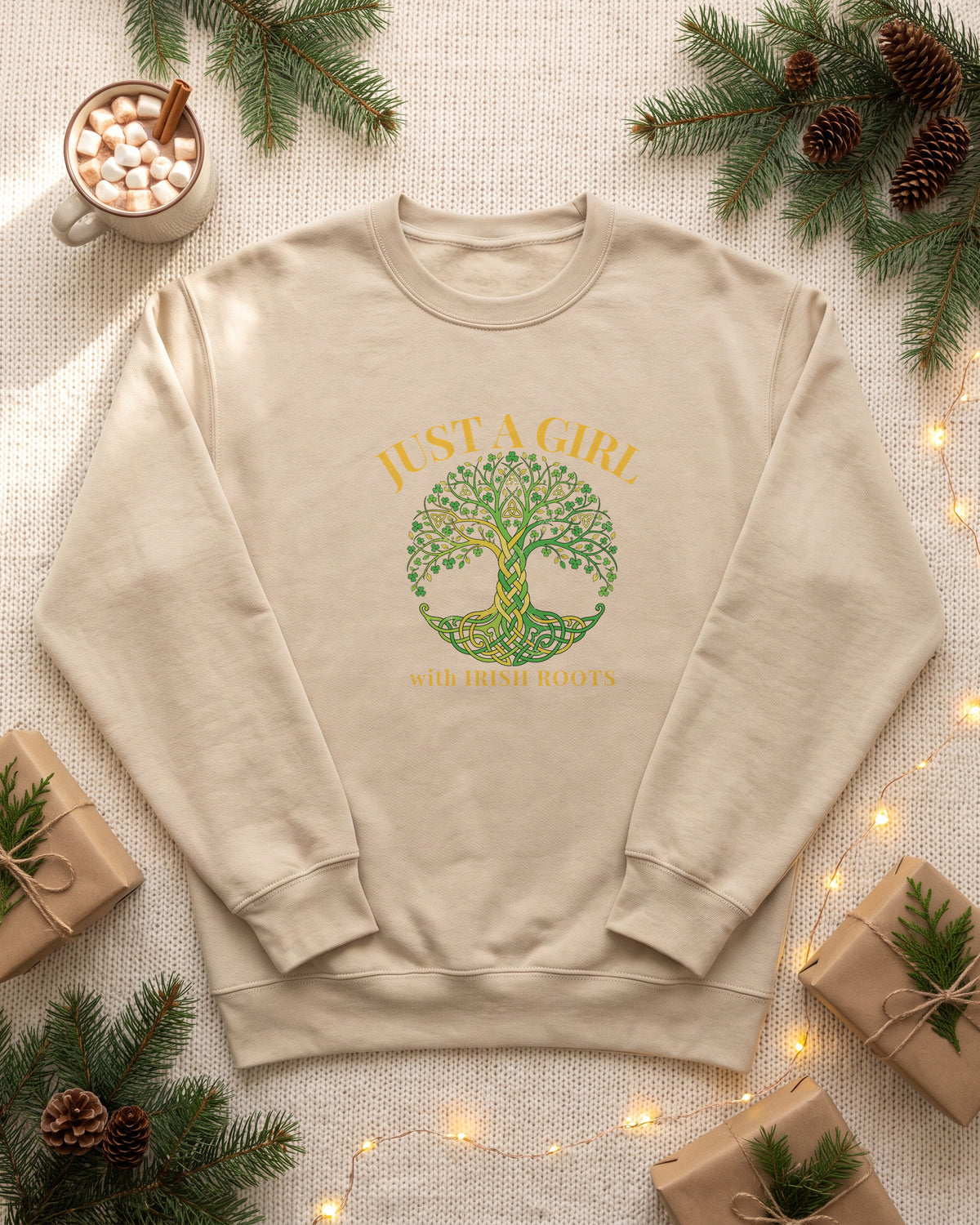 Just a Girl With Irish Roots Tree of Life Crewneck Sweatshirt (photo)