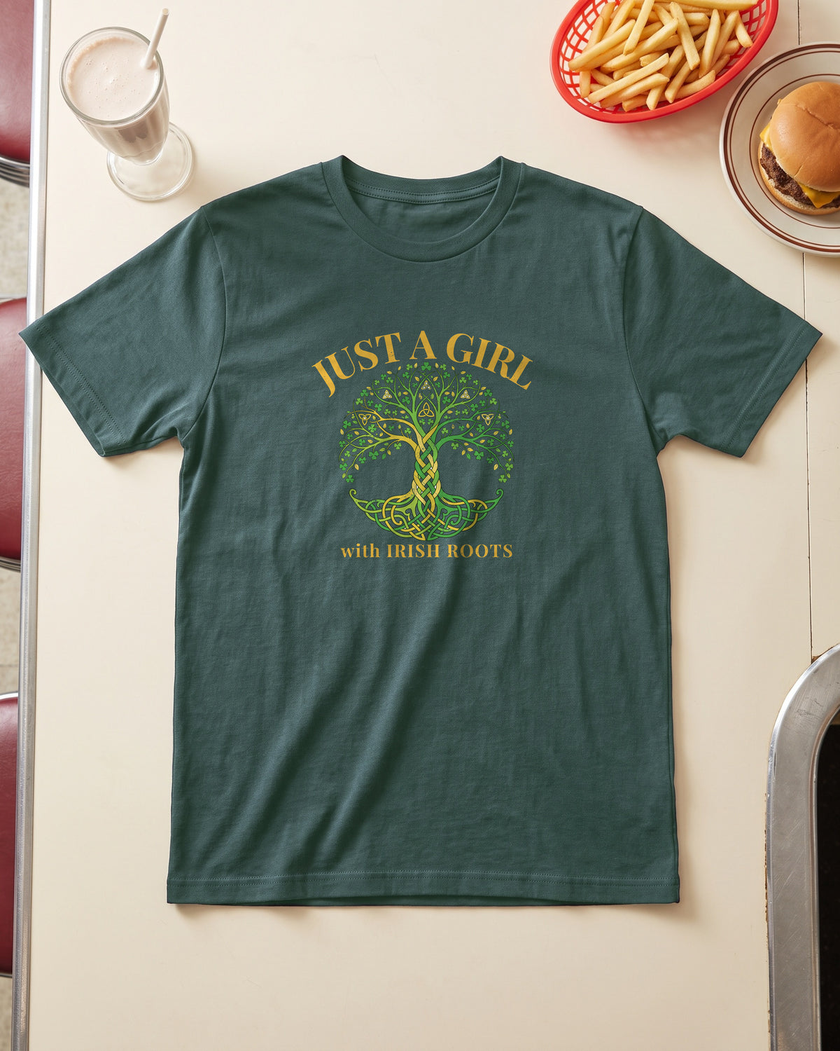 Just a Girl With Irish Roots Tree of Life T-Shirt (photo)