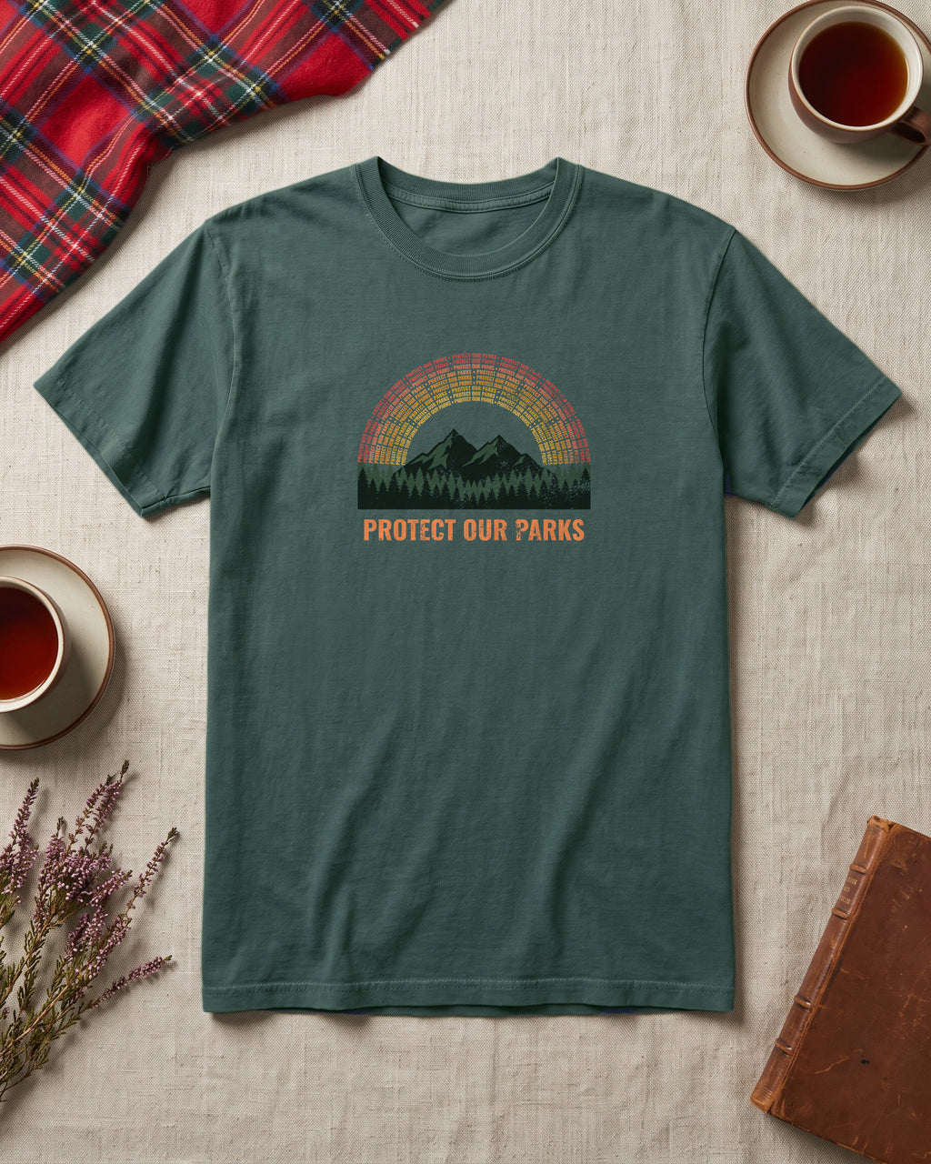 Protect Our Parks Retro Sunset Mountains T-Shirt (photo)