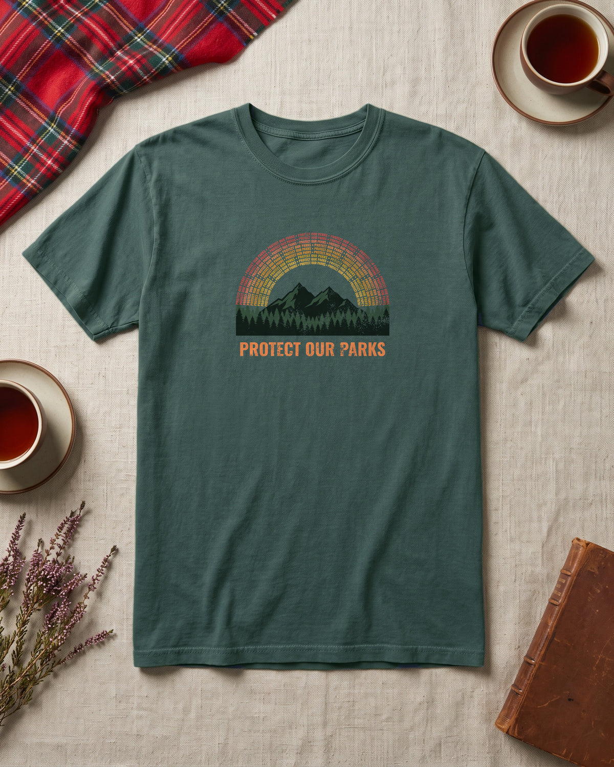 Protect Our Parks Retro Sunset Mountains T-Shirt (photo)